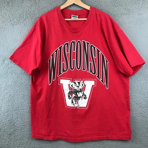 Vintage 90s Wisconsin Badgers NFL Football T Shirt size XXL Cover
