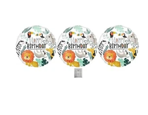 Set Of 3 18'' Jungle Balloons Birthday Party Decorations Lion Zebra Giraffe - Picture 1 of 1