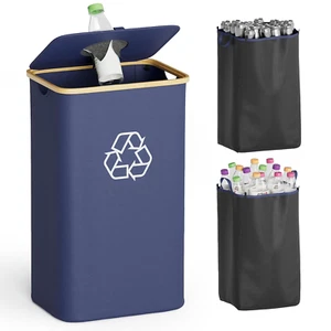 Recycling Bin for Kitchen 26 Gallon, 100L Recycle Bin with Lid and 2 Reusable In - Picture 1 of 12