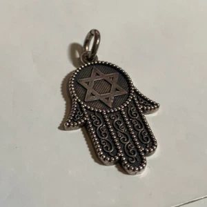 925 Sterling Silver Star of David Hamsa Hand Pendant Charm Jewish Protection USA - Picture 1 of 6