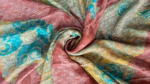 Pure Silk Saree Indian Vintage Sari Georgette Chinon Printed Fabric PGS1447 - Picture 1 of 9