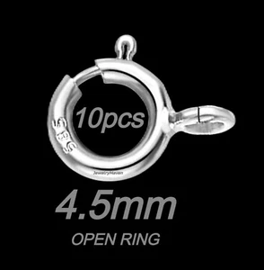 (10) PAQUETE DE DIEZ A GRANEL 4,5 mm oro blanco 14k cierre de anillo salto rodio abierto - Imagen 1 de 4