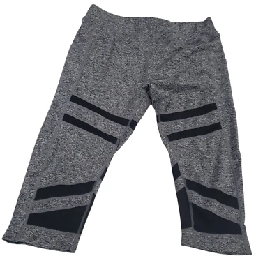 Leggings capri R A G Plus para mujer gris negro 2X rayas jaspeado secado rápido Foto 1 de 4