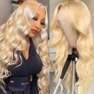 613 Blonde Lace Front Wig Human Hair Wig Body Wave 13x4 HD Lace Frontal Wigs - Picture 1 of 10