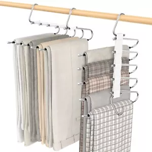 2 Pack Pants Hangers Space Saving Anti-Slip Multi-Functional Pants Rack Thick... - Picture 1 of 8