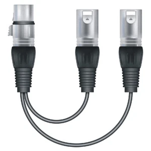 XLR FEMALE SOCKET - 2 XLR MALE PLUGS - Splitter Lead - Picture 1 of 3