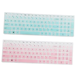 Clavier d'ordinateur portable en silicone Skin pour ordinateur portable HP 15.6''bf rose \u0026 vert. - Photo 1/12