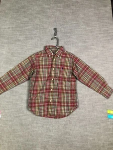 Ralph Lauren Shirt Boys 6 Red Green Plaid Long Sleeve Small Pony Logo Outdoor - Picture 1 of 11