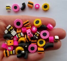 45 x Polymer Clay Beads LIQUORICE SWEETS Candy Treats Jewellery Making Crafts