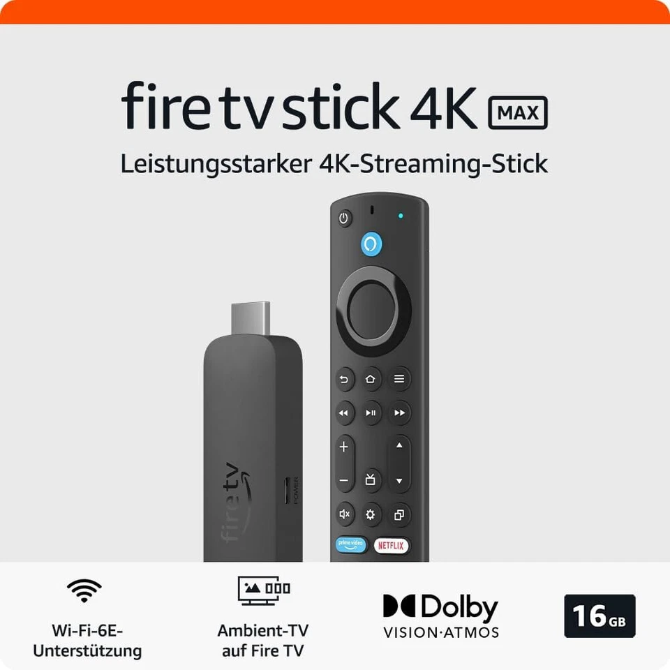 Amazon Fire TV Stick 4K Max Gen 2 2024 Alexa Sprachfernbedienung Wi-Fi 6E Stream - Bild 1 von 4