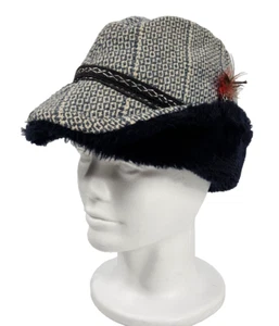 Vintage Union Made Women's Gray Feather Wool Hat Size M - Picture 1 of 10