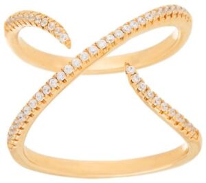 Bronzo Italia Crystal Yellow Bronze Open "X" Design Ring Size 5 Qvc