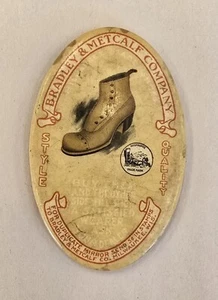 Vintage Bradley & Metcalf Company Shoe Store Advertising Pocket Oval Mirror - Picture 1 of 7