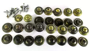 14x Vintage 1970-80s Brass Knobs with Plates and Screws Bronze Colour 1 Small - Picture 1 of 7