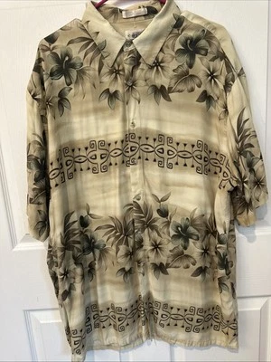 Campia Moda Aloha Hawaiian Rayon Shirt Mens XLarge Tan - Image 1 of 4