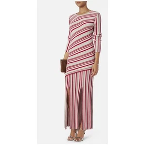 Tabula Rasa by Theia Slit Long Sleeve Bodycon Striped Maxi Dress – Size Medium P - Picture 1 of 6