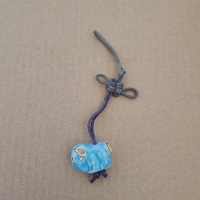 Handmade Porcelain Blue Elephant Knot Keychain Charm Japan Omamori Style Peace - Image 1 of 3