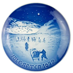 Bing & Grondahl Annual Christmas Plate 1972 Greenland Dog Sled No Box 9072 7" - Bild 1 von 3