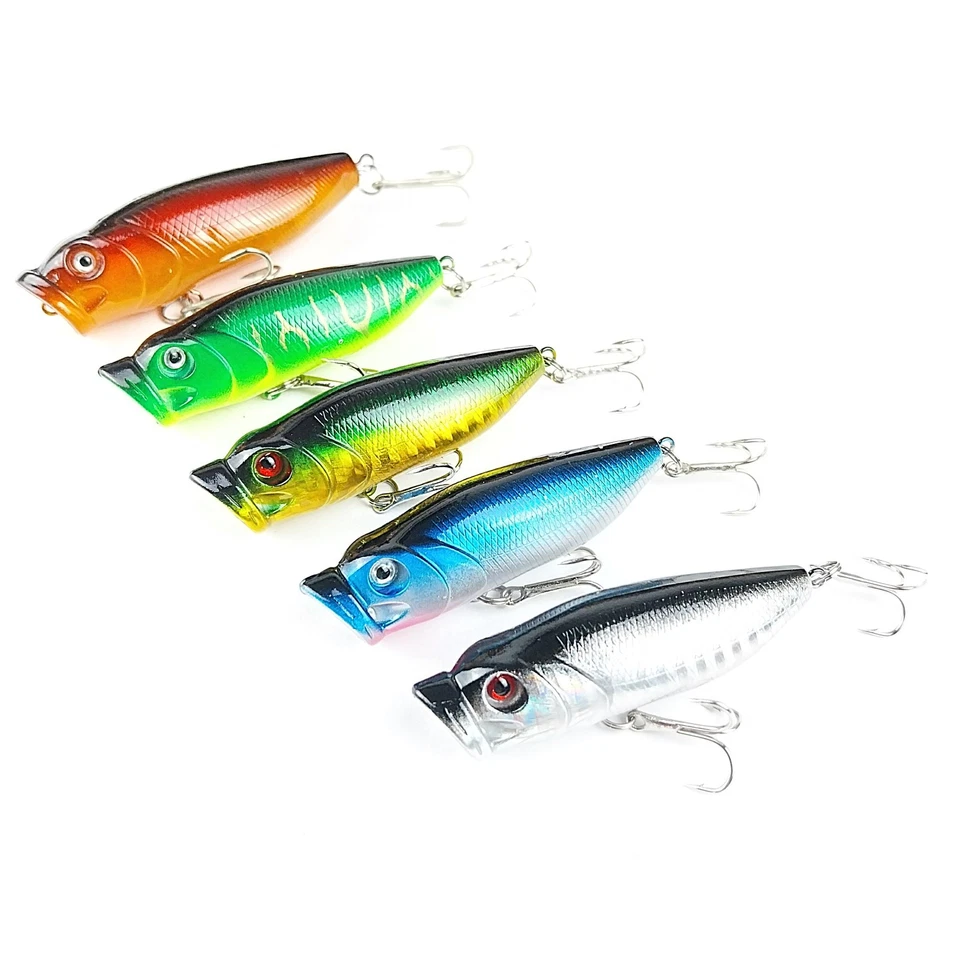 5er Set POPPER WOBBLER 6cm 7g Spinn Oberflächen Köder Hecht Jerk Crank Bait - Bild 1 von 1