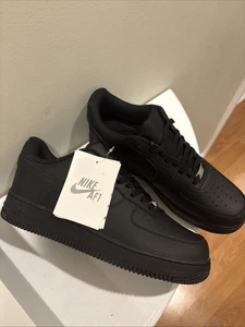 Nike Air Force One 1 '07 Low Black Leather Sneakers Womens Size 6.5 - Picture 1 of 5