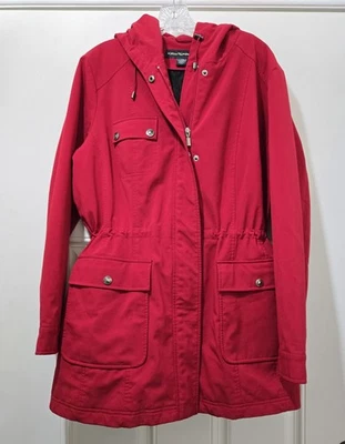 Abrigo de invierno Kristen Blake con capucha para mujer XL rojo forrado cremallera completa chaqueta de lluvia a presión Foto 1 de 4