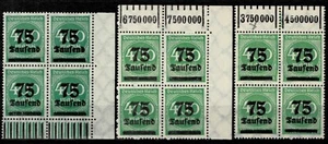 Germany Weimar Republic 1923 ☀ 75tsd/400 block in shades Mi 287 a & b ☀ MNH - Picture 1 of 2