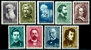 1960 Koch,Chopin,TWAIN,Tolstoy,Chekhov,Defoe,Bolyai,Musset,Romania,M.1890,MNH - Picture 1 of 2