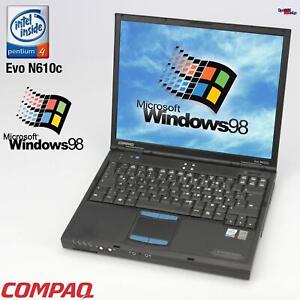 COMPAQ EVO N610C NOTEBOOK LAPTOP WINDOWS 98 PARALLEL PORT RS-232 PENTIUM 4 M