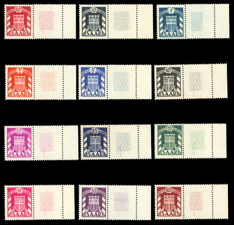Saar #O27-O38 MNH 1949 RIGHT IMPRINT SELVAGE - Image 1 of 1