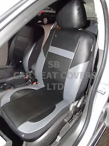 i - TO FIT A VAUXHALL MERIVA CAR, SEAT COVERS, LEATHERETTE, BLACK/grey - Picture 1 of 12