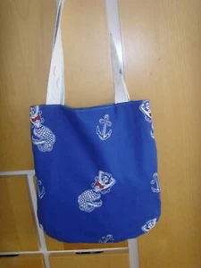 FATTO A MANO IN TESSUTO STAMPA TATUAGGIO SIRENA BLU 13in Tote book bag FODERATO RAMPOLLO - Foto 1 di 2