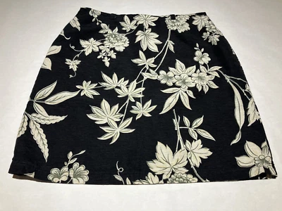 Falda vintage tommy bahama seda lino negro blanco flores cierre cremallera talla 8 Foto 1 de 4