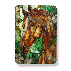 Horse Magnet Faux Stained Glass Art Print 3" x 4" Equestrian Horse Lover Gift - Picture 1 of 3