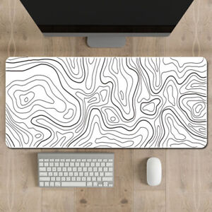 Large Gaming Mouse Pad with Stitched Edges Minimalist Topographic Map 80x30cm MR