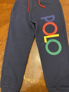 Polo Ralph Lauren Boy's Joggers Navy Blue Logo POLO Size 5 Little Boys - Picture 1 of 4
