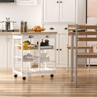 Rolling Kitchen Island Trolley Serving Cart Drawer Shelves Basket White