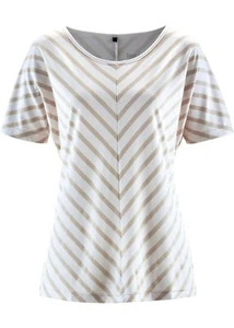 Donna T-Shirt Strisce Manica Corta Camicetta Tunica Top Bianco Lana BPC 928608 - Imagen 1 de 1