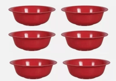 6-Pack Sturdy Cereal Soup Bowls 6.5" Wide BPA-FREE Plastic Kids FREE SHIP - RED - Image 1 of 2