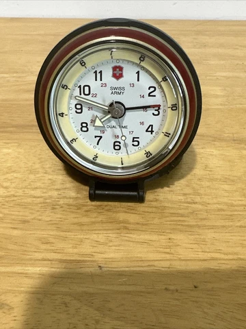 Nice Victorinox Swiss Army Travel Alarm Clock Pocket Watch Dual Time Cover