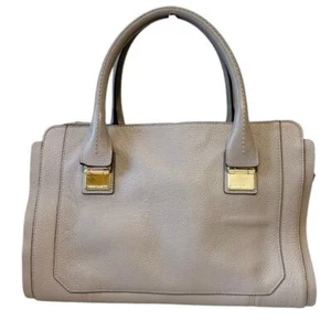 Vince Camuto Bag Genuine Leather Gray Satchel Structured Tote Quiet Luxury - Picture 1 of 15