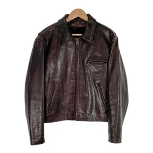 Schott Leather Single Rider Jacket Collar Boa Liner Cherry Brown 643EVS Size 42 - Picture 1 of 10