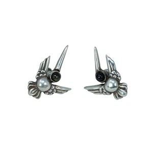Early William Spratling Earrings Black Onyx and Sterling Silver 7.8 g - Picture 1 of 4