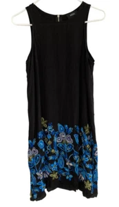 MSK Shift Dress Size S Black Floral Embroidered Sleeveless 100% Rayon - Picture 1 of 8