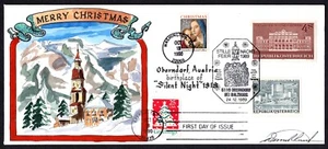 US AUSTRIA 1989 HAND-DRAWN CHRISTMAS CACHET MIXED FRANKING CANCELLATIONS FDC - Picture 1 of 2