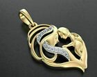 14K Yellow Gold Finish Round Cut Diamond Mom & Baby Mother's Day Pendant F/Chain