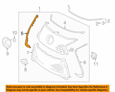Moldagem Toyota 52712-30120, lateral da grade do radiador, destro 5271230120, novo original de fábrica - Imagem 1 de 2