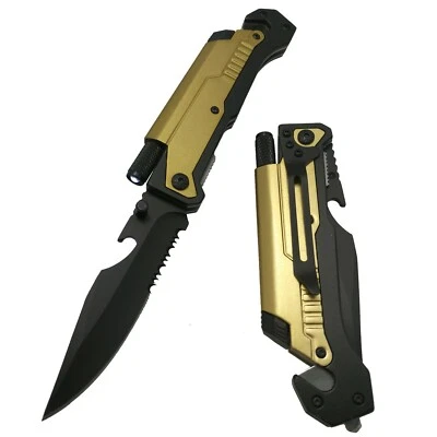 Outdoor Rescue Pocket Knife 8.75" TACTICAL MULTI-FUNCTIONAL Spring Assisted - Image 1 of 4