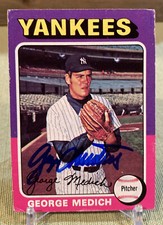 1975 Topps #426 George Doc Medich AUTOGRAPHED Signed NY Yankees Baseball Card