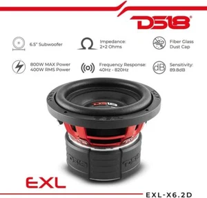 DS18 EXL-X6.2D 6.5" 800 Watt Dual 2 Ohm DVC Subwoofer Competition Car Sub Woofer - Picture 1 of 7