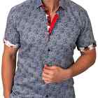 NEW Galileo Dandelions Blue Short Sleeve Button-Up Shirt Maceoo - size Large